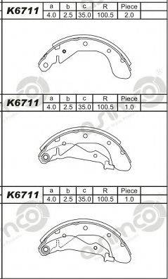 ASIMCO K6711 Комплект тормозных колодок