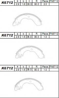 ASIMCO K6712 Комплект тормозных колодок