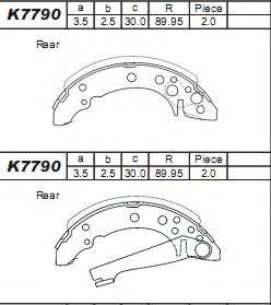 ASIMCO K7790 Комплект тормозных колодок