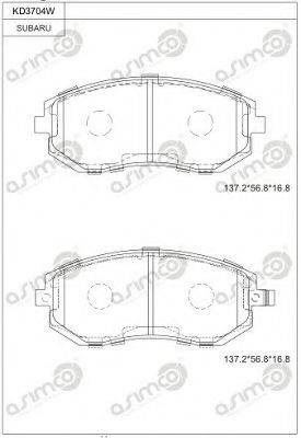 ASIMCO KD3704W Комплект тормозных колодок, дисковый тормоз