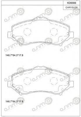 ASIMCO KD6566 Комплект тормозных колодок, дисковый тормоз