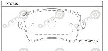 ASIMCO KD7345 Комплект тормозных колодок, дисковый тормоз