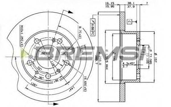 BREMSI DBA069S Тормозной диск