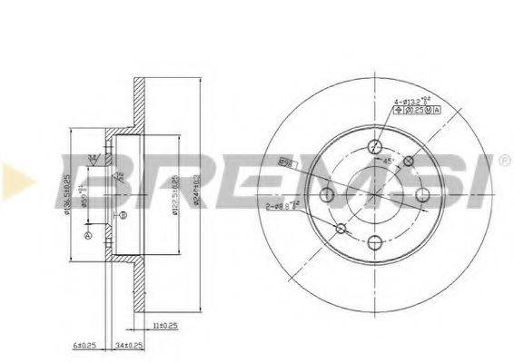 BREMSI DBA140S Тормозной диск