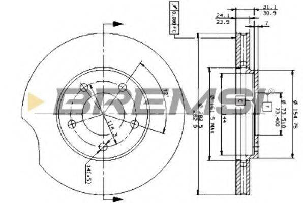 BREMSI DBA366V Тормозной диск