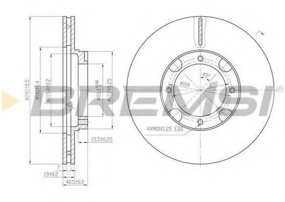 BREMSI DBA389V Тормозной диск