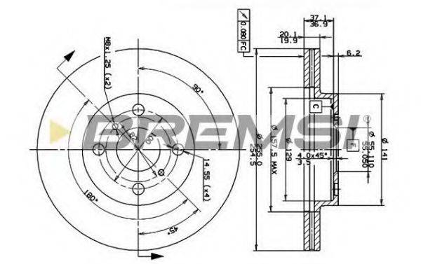 BREMSI DBB149V Тормозной диск