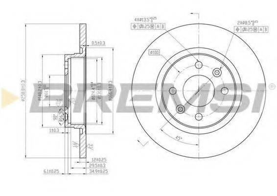 BREMSI DBB502S Тормозной диск