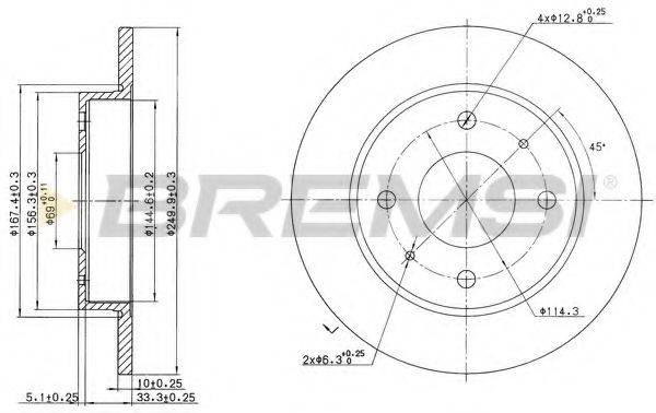 BREMSI DBB622S Тормозной диск