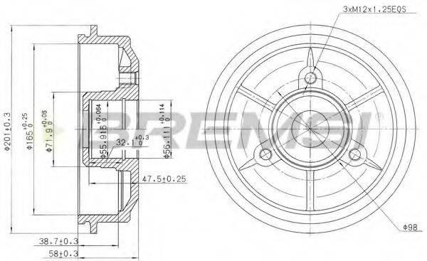 BREMSI DR5024 Тормозной барабан