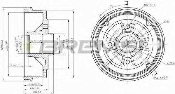 BREMSI DR5395 Тормозной барабан