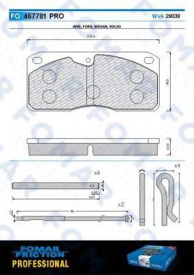 FOMAR FRICTION FO467781 Комплект тормозных колодок, дисковый тормоз