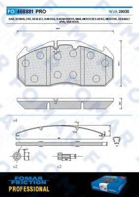 FOMAR FRICTION FO468881 Комплект тормозных колодок, дисковый тормоз