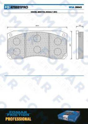 FOMAR FRICTION FO478881 Комплект тормозных колодок, дисковый тормоз