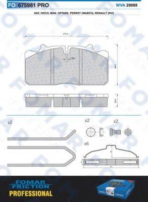 FOMAR FRICTION FO675981 Комплект тормозных колодок, дисковый тормоз