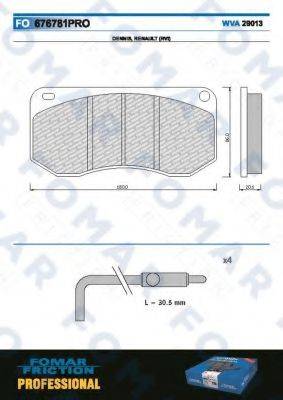 FOMAR FRICTION FO676781 Комплект тормозных колодок, дисковый тормоз