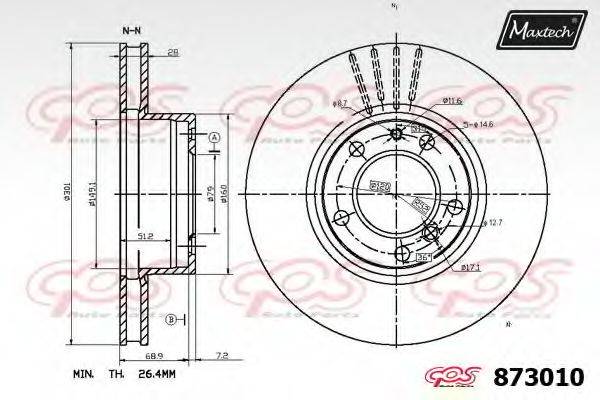 MAXTECH 8730100000 Тормозной диск