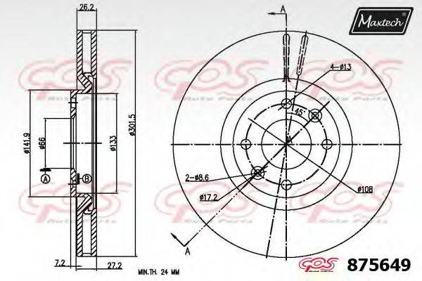 MAXTECH 8756490000 Тормозной диск