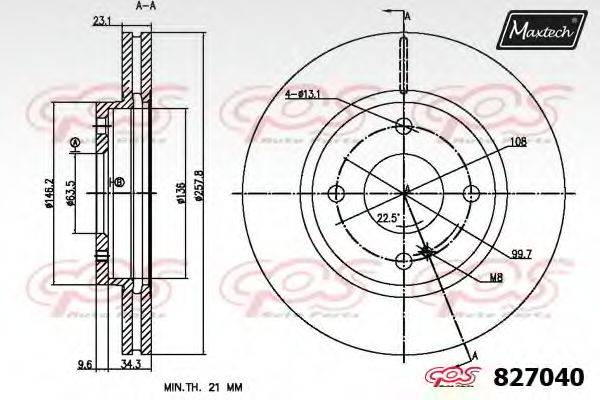MAXTECH 8270400000 Тормозной диск