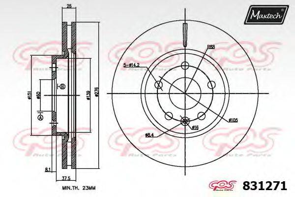 MAXTECH 8312710000 Тормозной диск