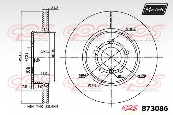 MAXTECH 8730860000 Тормозной диск