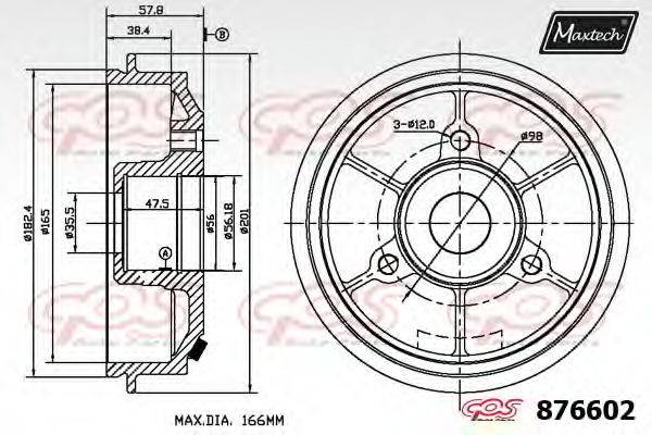 MAXTECH 8766020006 Тормозной барабан
