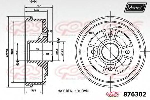 MAXTECH 8763020006 Тормозной барабан