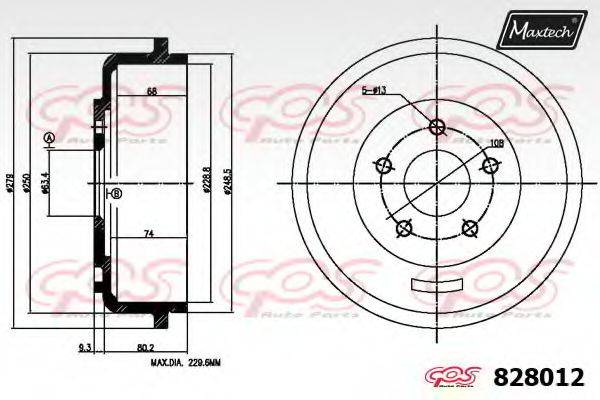MAXTECH 8280120000 Тормозной барабан