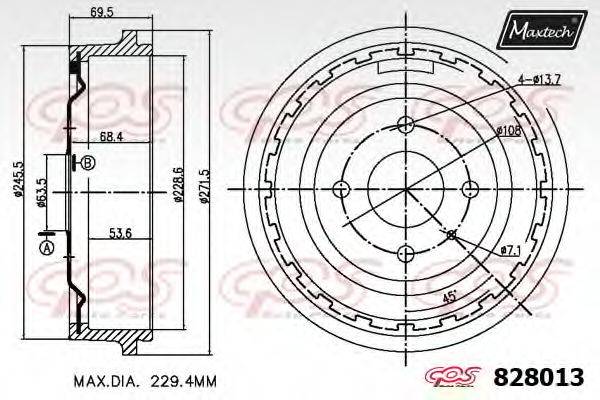 MAXTECH 8280130000 Тормозной барабан