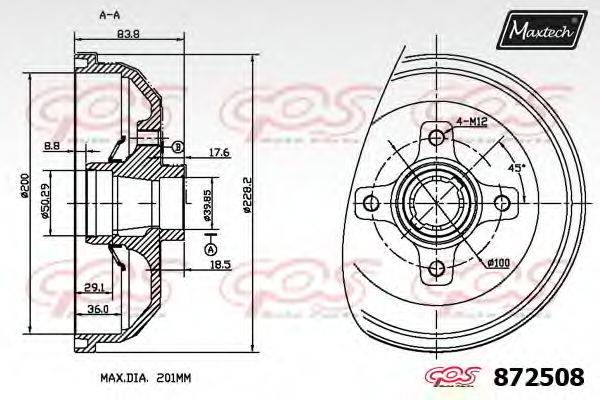 MAXTECH 8725080000 Тормозной барабан