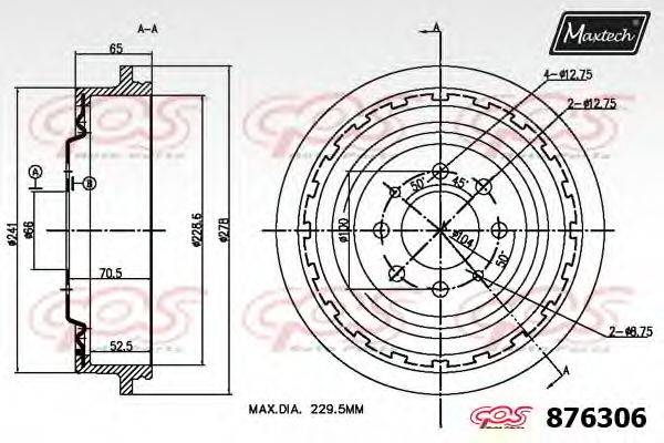 MAXTECH 8763060000 Тормозной барабан