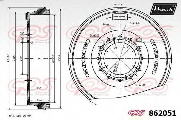 MAXTECH 8620510000 Тормозной барабан