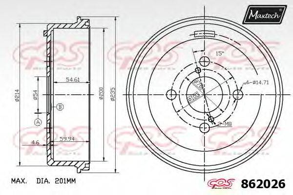 MAXTECH 8620260000 Тормозной барабан
