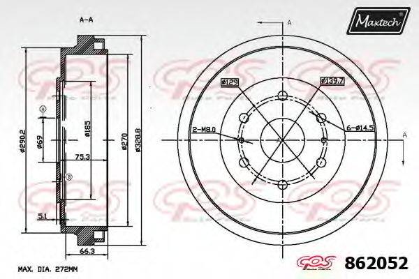 MAXTECH 8620520000 Тормозной барабан