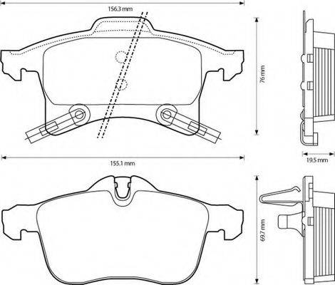 BENDIX 573153B Комплект тормозных колодок, дисковый тормоз