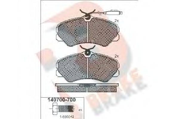 R BRAKE RB0700 Комплект тормозных колодок, дисковый тормоз