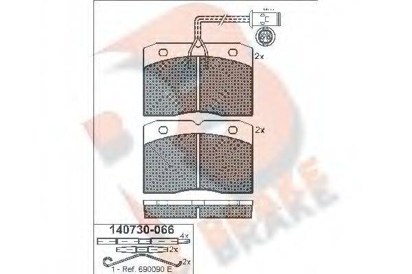 R BRAKE RB0730066 Комплект тормозных колодок, дисковый тормоз