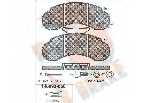 R BRAKE RB0893 Комплект тормозных колодок, дисковый тормоз