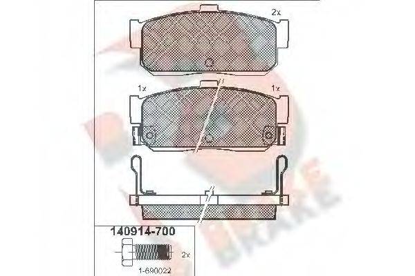 R BRAKE RB0914700 Комплект тормозных колодок, дисковый тормоз