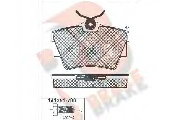 R BRAKE RB1351 Комплект тормозных колодок, дисковый тормоз