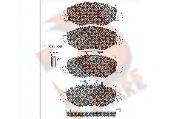 R BRAKE RB1808 Комплект тормозных колодок, дисковый тормоз