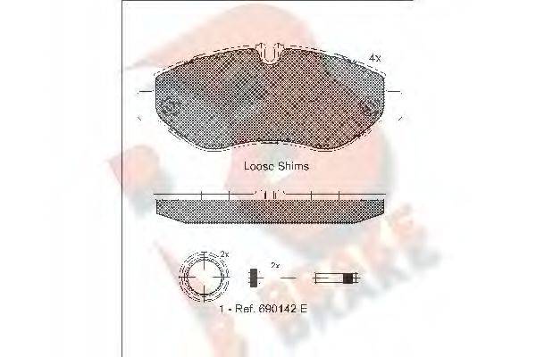 R BRAKE RB1832 Комплект тормозных колодок, дисковый тормоз