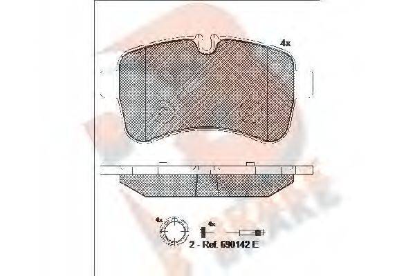 R BRAKE RB1837 Комплект тормозных колодок, дисковый тормоз