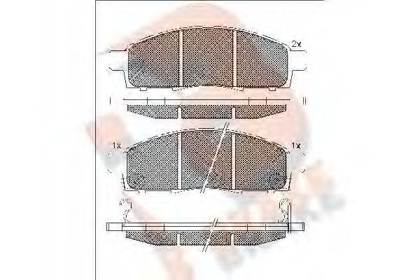 R BRAKE RB1966 Комплект тормозных колодок, дисковый тормоз