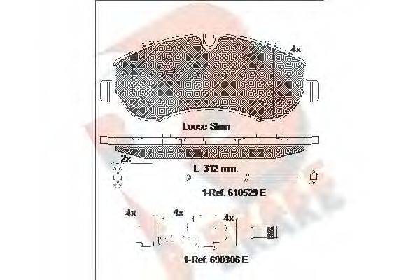 R BRAKE RB2119 Комплект тормозных колодок, дисковый тормоз