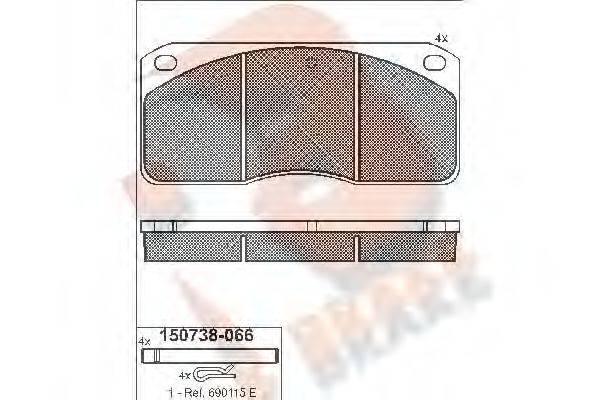 R BRAKE RB0738066 Комплект тормозных колодок, дисковый тормоз