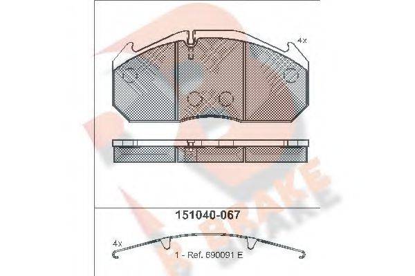 R BRAKE RB1040 Комплект тормозных колодок, дисковый тормоз