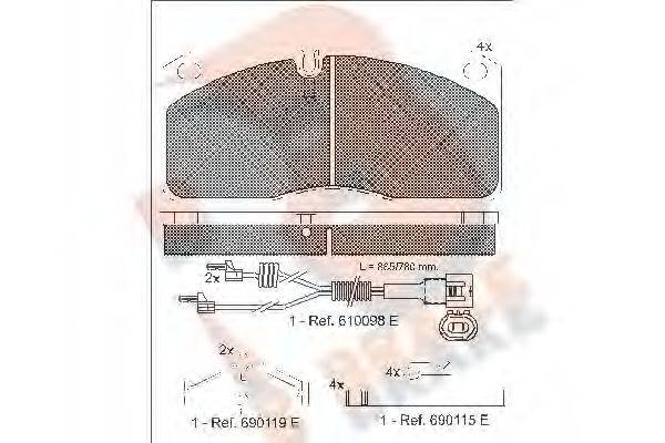 R BRAKE RB1079 Комплект тормозных колодок, дисковый тормоз