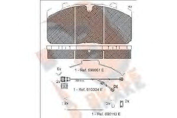 R BRAKE RB1253122 Комплект тормозных колодок, дисковый тормоз
