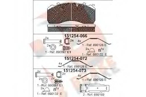 R BRAKE RB1254 Комплект тормозных колодок, дисковый тормоз